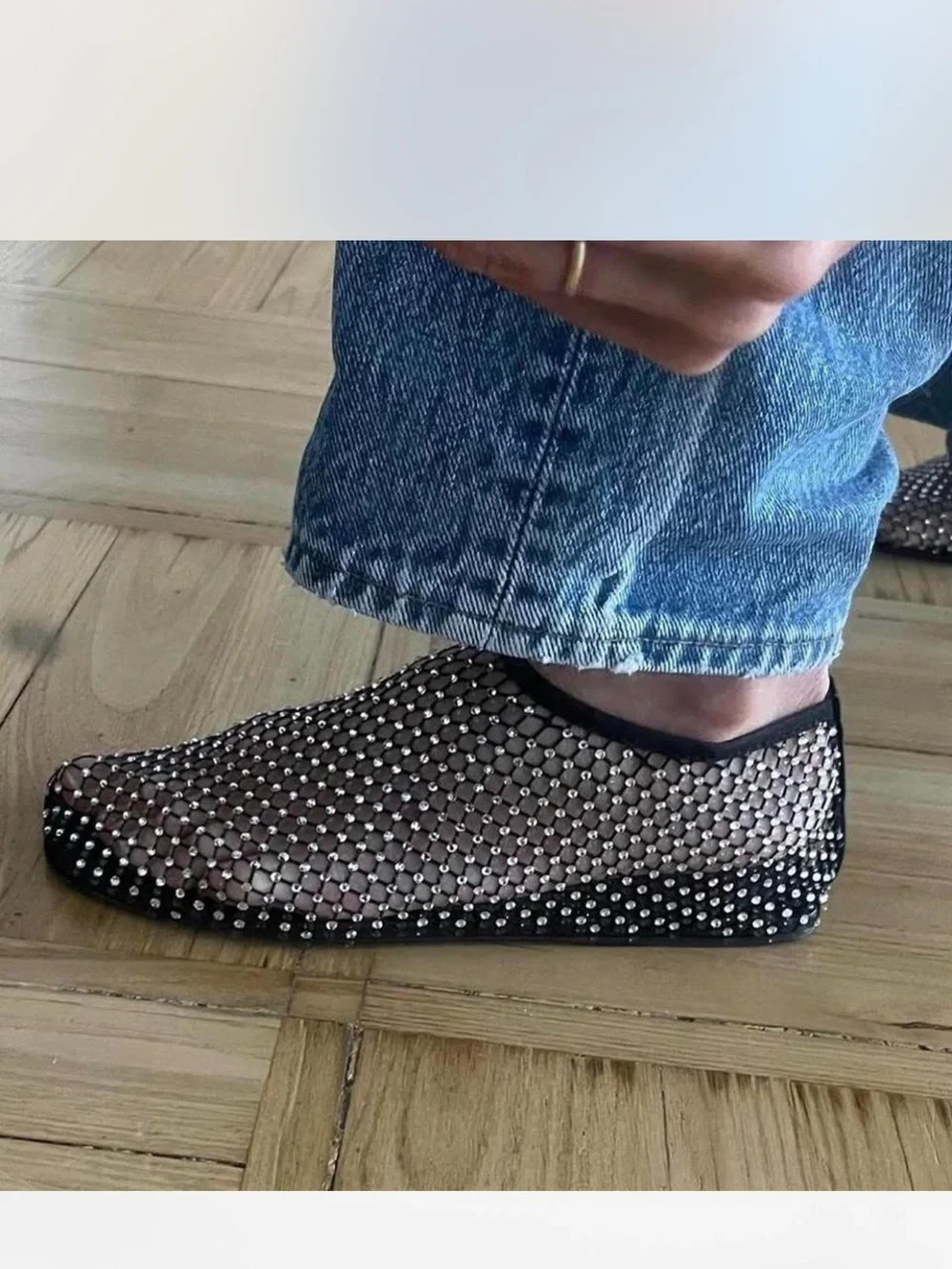 BNWT Christopher Esber Crystal Mesh Flats 38